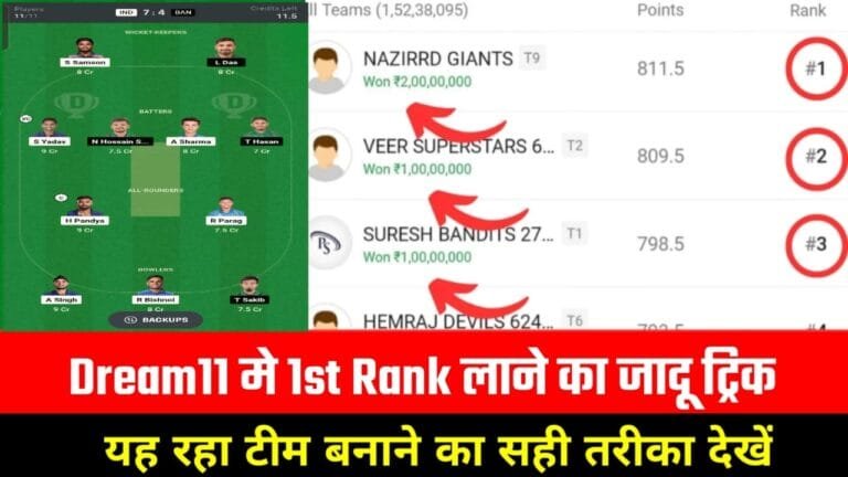 Dream11 Team 1st Rank